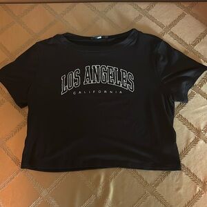 Black Cropped Los Angeles Tee
